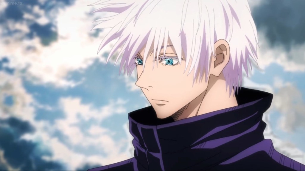 gojo with his hair down and no blindfold