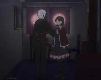 suwa on a boat, with a girl, going to america